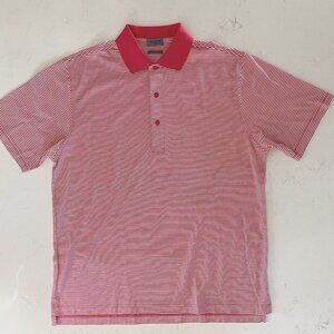 Dockers Tour Athletic SS Striped 3 Button Cotton Polo Shirt Red White Sz S NWOT